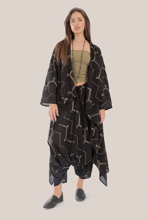 Embroidered Harem pants with elastic waistband